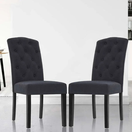 Dining Chairs Set of 2 Linen Parsons Chair Dark Grey - Flea Market