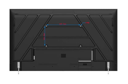Back view of flat-screen TV with VESA mount dimensions 600x350mm and 4x M8 screws for wall mounting