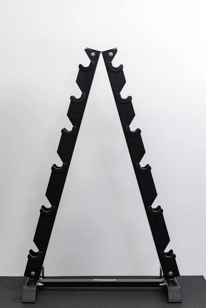 Curve Fitness 4-Pair Rubber Hex Dumbbell Set & A-Frame Rack | 5-20kg