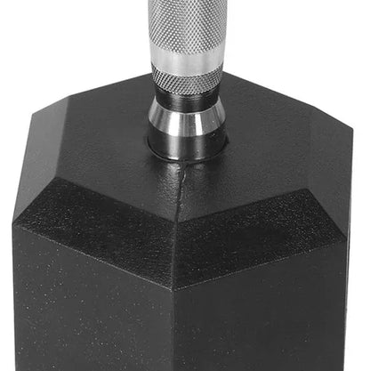 Curve Fitness 6-Pair Rubber Hex Dumbbell Set & Rack | 5-30kg