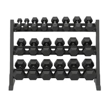 Curve Fitness 7-Pair Rubber Hex Dumbbell Set & Rack | 5-35kg