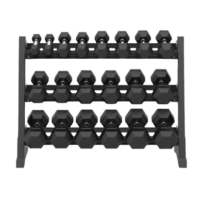 Curve Fitness 7-Pair Rubber Hex Dumbbell Set & Rack | 5-35kg