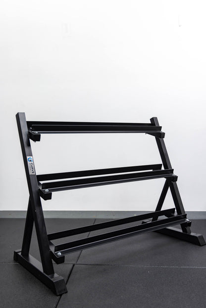 Curve Fitness 9-Pair Rubber Hex Dumbbell Set & Rack | 5-25kg