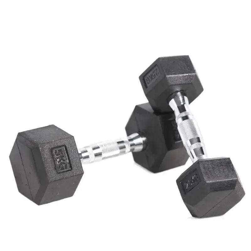 Curve Fitness 9-Pair Rubber Hex Dumbbell Set & Rack | 5-25kg