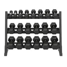 Curve Fitness 12-Pair Rubber Hex Dumbbell Set & Rack | 2.5-30kg
