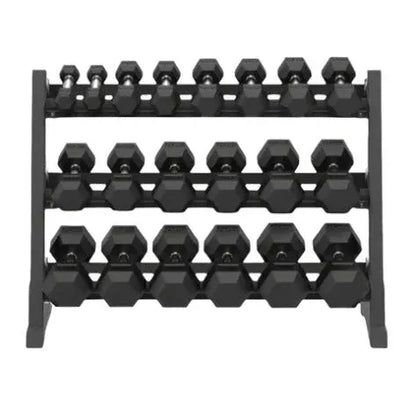 Curve Fitness 12-Pair Rubber Hex Dumbbell Set & Rack | 2.5-30kg
