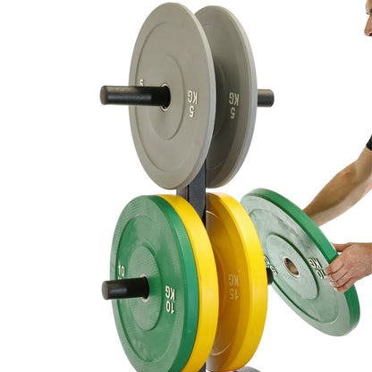 Curve Fitness Coloured Olympic Bumper Plates 150kg Set & Tree Rack