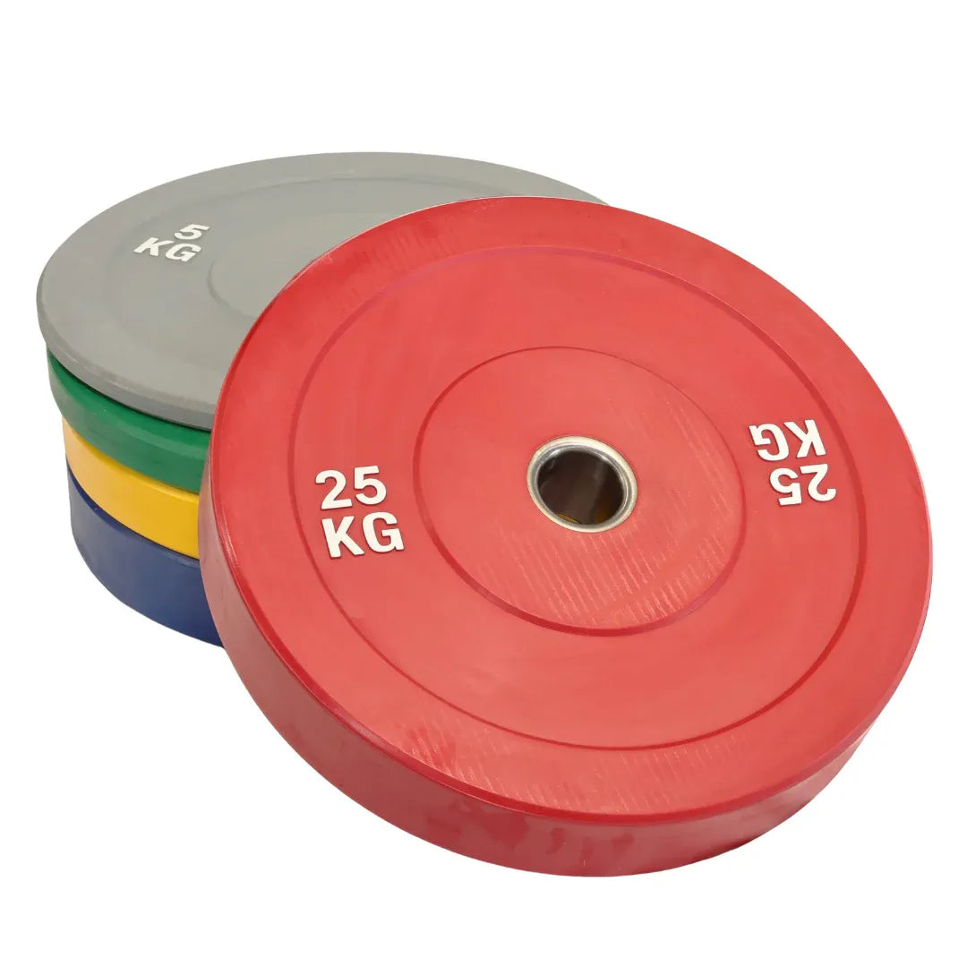 Curve Fitness Coloured Olympic Bumper Plates 150kg Set & Tree Rack