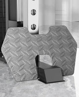 Diamond plate footplate attachment for gym machine on glossy floor