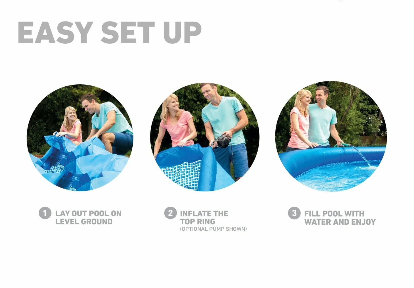 Intex 366x76cm Easy Set Pool - 12ft Inflatable Pool with Pump