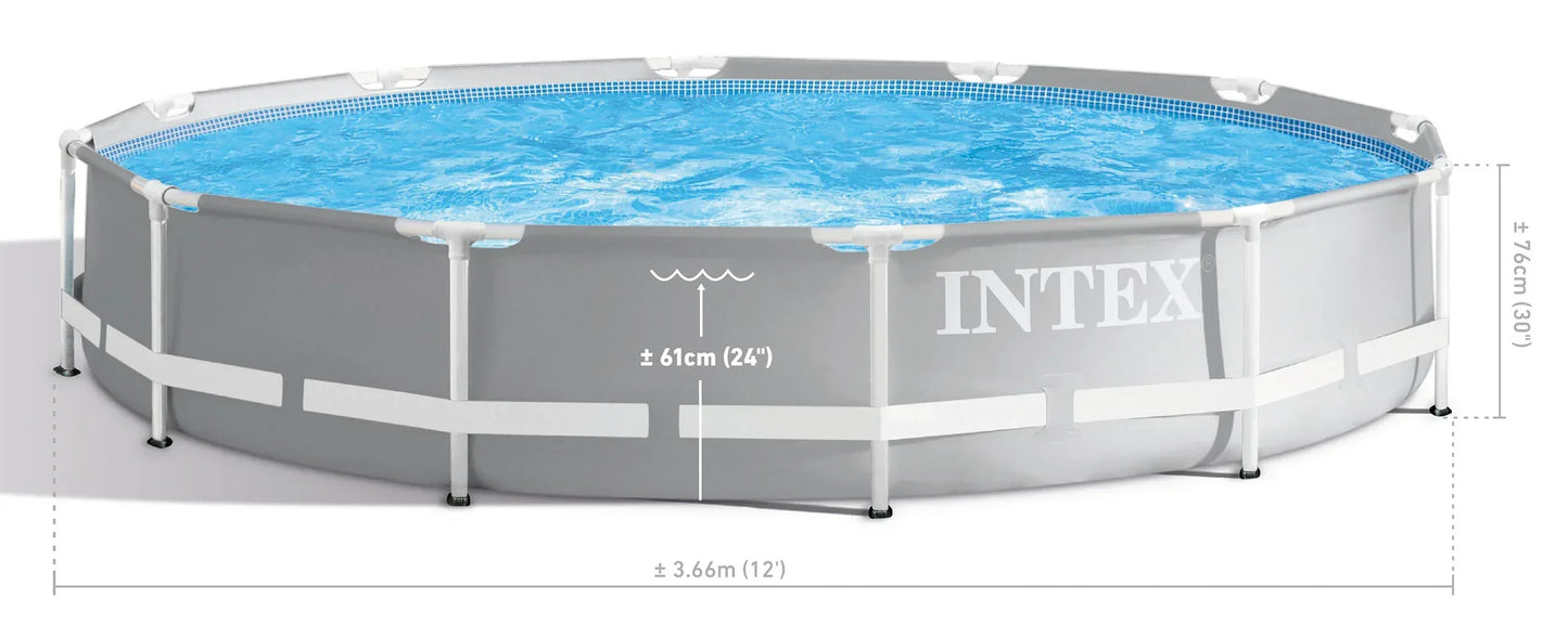 Intex 366x76cm Prism Frame Pool - 12ft Metal Frame Above Ground