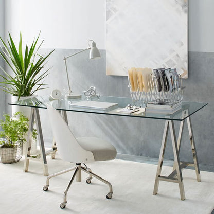 Stainless Steel and Tempered Glass Dining Table 150x80x77cm