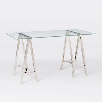 Stainless Steel and Tempered Glass Dining Table 150x80x77cm