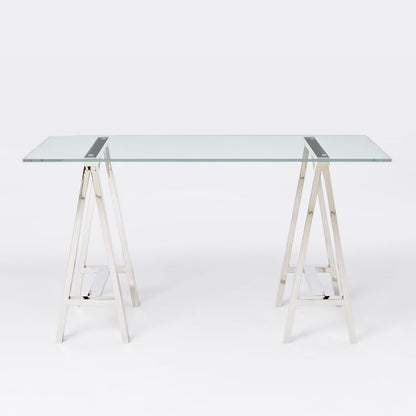 Stainless Steel and Tempered Glass Dining Table 150x80x77cm