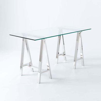Stainless Steel and Tempered Glass Dining Table 150x80x77cm