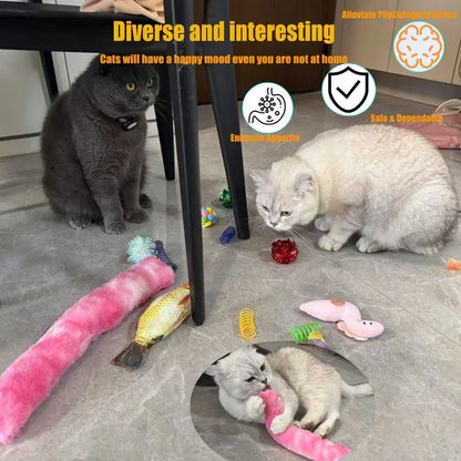 14-Piece Interactive Cat Toy Set - Catnip Fish & Variety Pack