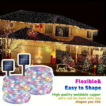 solar outdoor string lights, 300LED solar lights, copper wire fairy lights, 8-pattern solar lights, garden lights Australia, courtyard lights, Christmas lights, party lights, wedding lights, warm white, cool white, multi-color solar lights - Warm light -