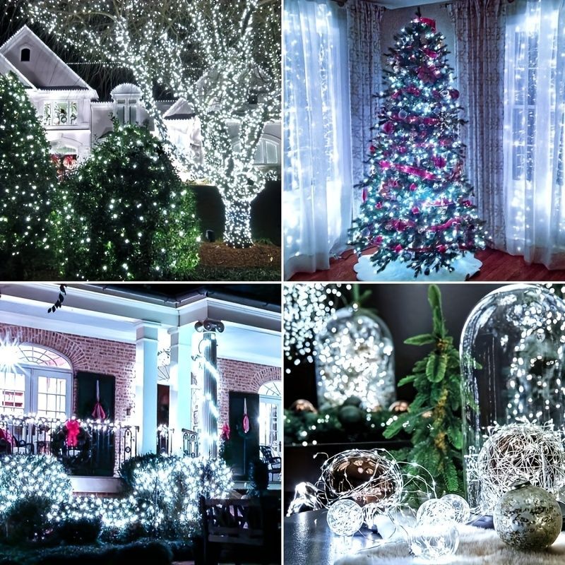 solar outdoor string lights, 300LED solar lights, copper wire fairy lights, 8-pattern solar lights, garden lights Australia, courtyard lights, Christmas lights, party lights, wedding lights, warm white, cool white, multi-color solar lights - Warm light -