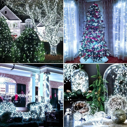 solar outdoor string lights, 300LED solar lights, copper wire fairy lights, 8-pattern solar lights, garden lights Australia, courtyard lights, Christmas lights, party lights, wedding lights, warm white, cool white, multi-color solar lights - Warm light -