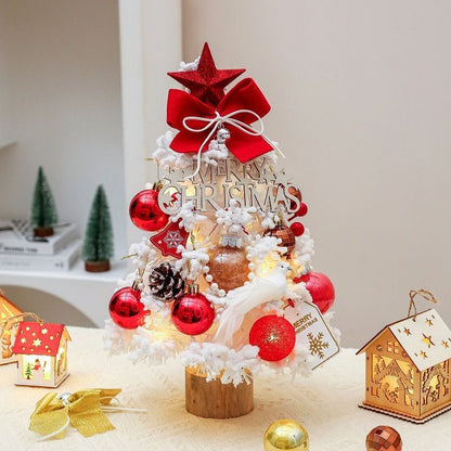 mini desktop Christmas tree, flocked pink Christmas tree, Christmas tree set, Christmas decorations, DIY Christmas tree, Christmas gift, office Christmas decor, festive tabletop tree - Christmas - Size 3