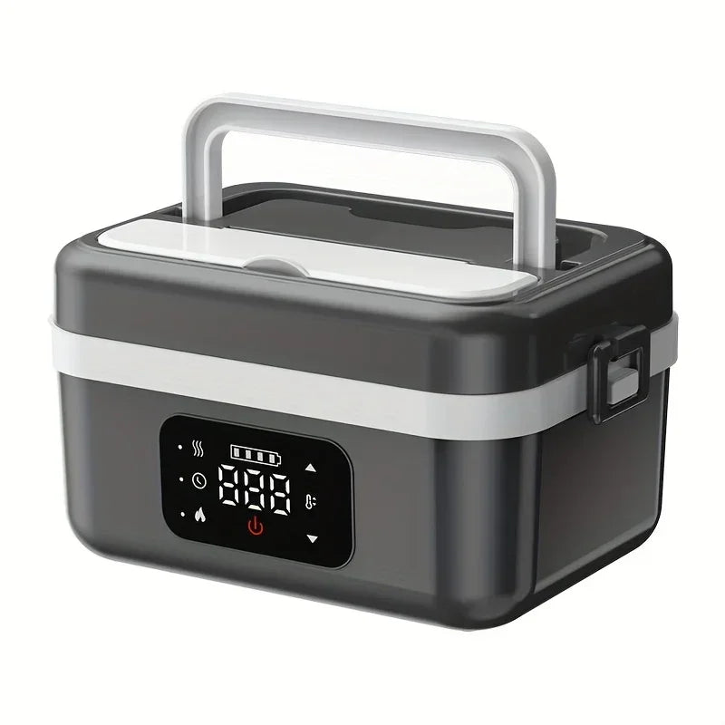 Portable electric lunch box with digital display, black and white, at Stacks Warehouse AU online store