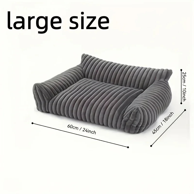 Grey Comfortable Cat Sofa - Breathable Soft Bed for All Seasons