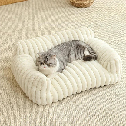 Grey Comfortable Cat Sofa - Breathable Soft Bed for All Seasons