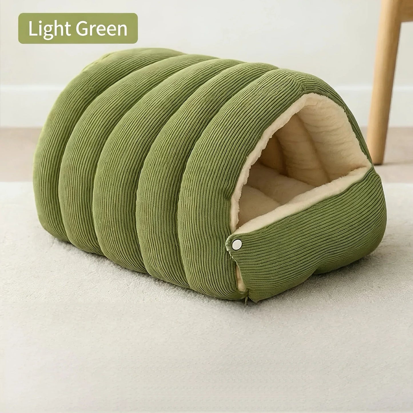High-Elasticity Warm Cat Bed - 57x37x28cm Striped Fleece Light Purple
