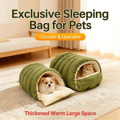 High-Elasticity Warm Cat Bed - 57x37x28cm Striped Fleece Light Purple