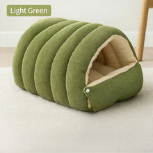 High-Elasticity Warm Cat Bed - 45x30x19cm Striped Fleece Light Green