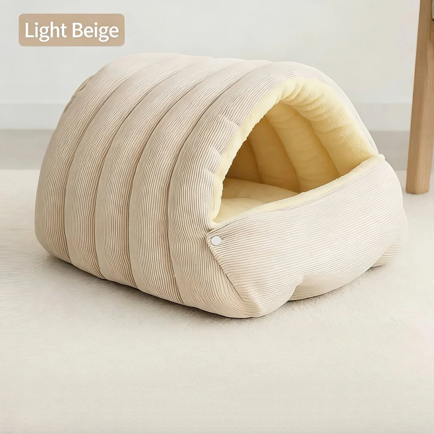 High-Elasticity Warm Cat Bed - 45x30x19cm Striped Fleece Removable