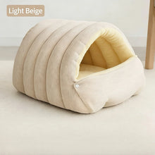 High-Elasticity Warm Cat Bed - 45x30x19cm Striped Fleece Removable