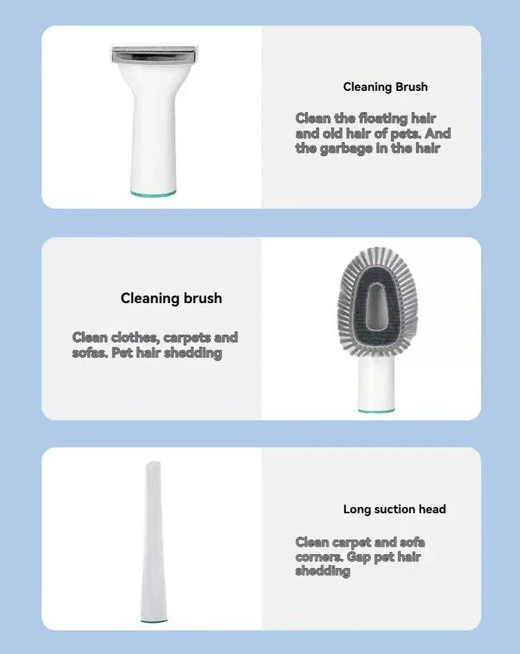 7-in-1 Pet Grooming Vacuum - Low Noise Hair Removal System