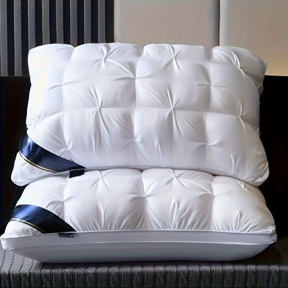 Luxury Quilted Pillow White Low Profile 600g