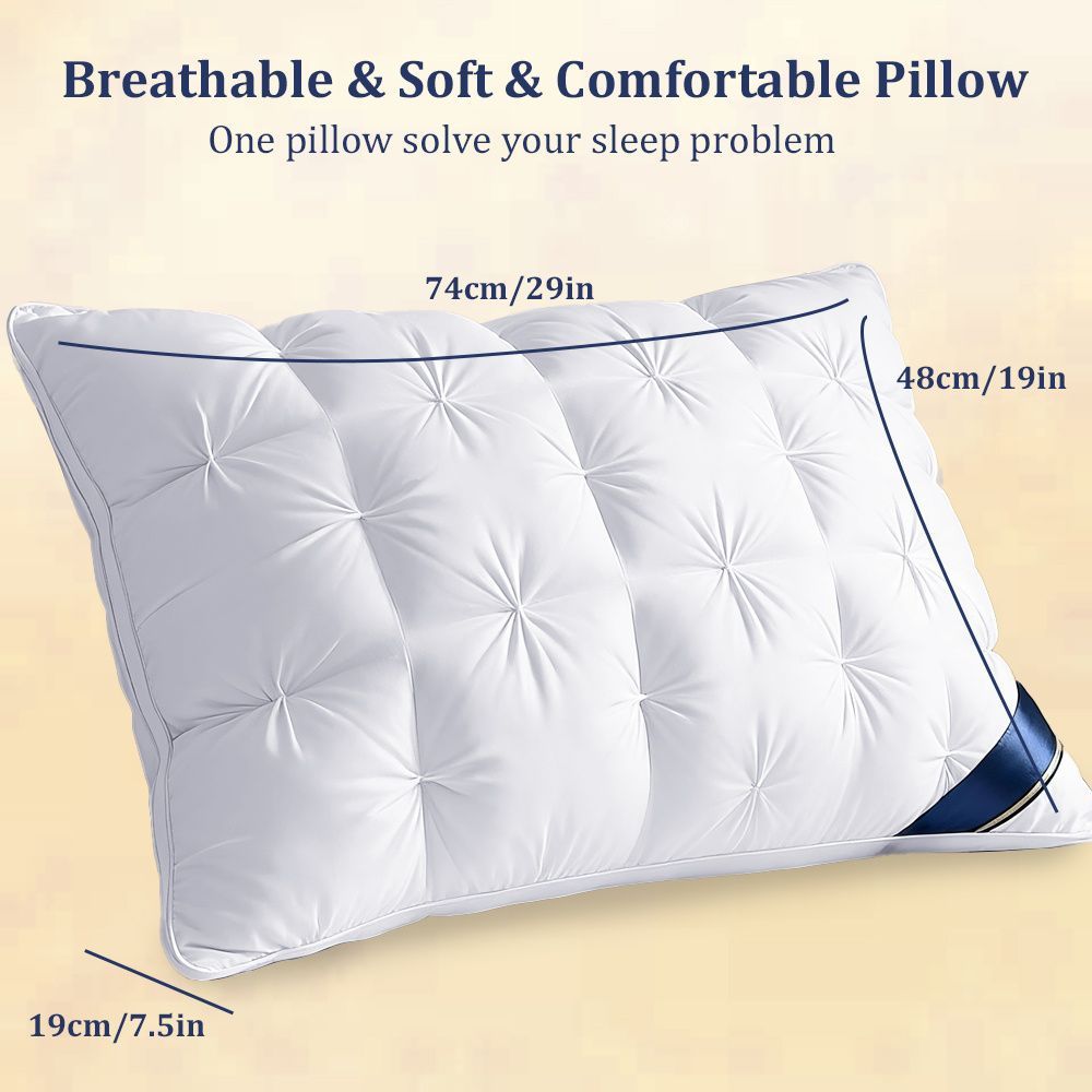 Luxury Quilted Pillow White Medium Profile 700g