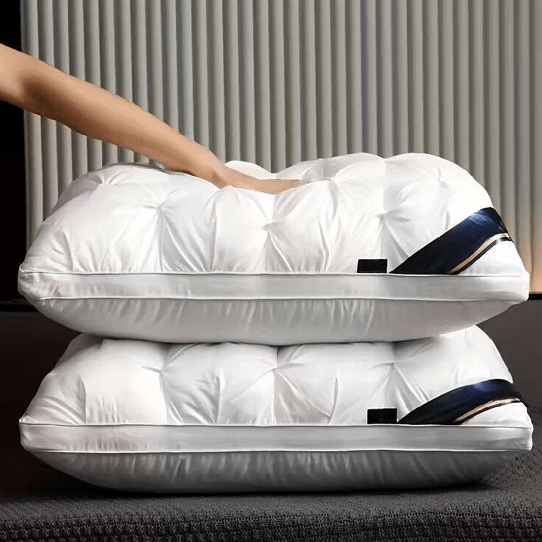 Luxury Quilted Pillow White High Profile 900g