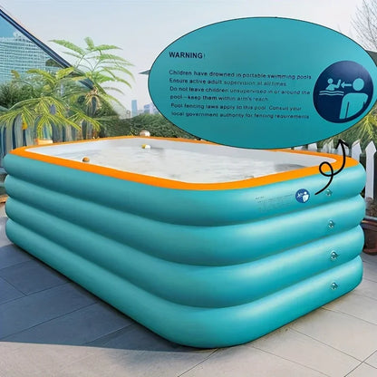 Large Inflatable Swimming Pool - Green Family Pool for Outdoor Use