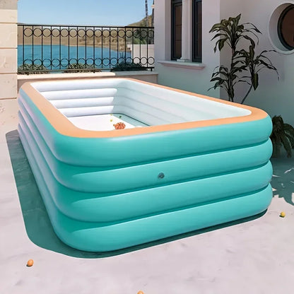Large Inflatable Swimming Pool - Green Family Pool for Outdoor Use