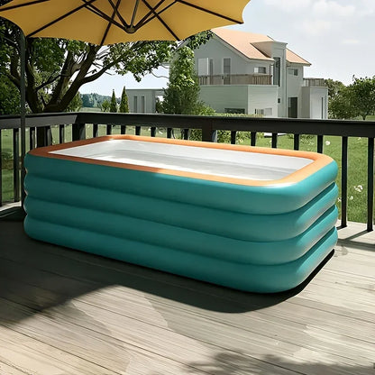 Large Inflatable Swimming Pool - Green Family Pool for Outdoor Use