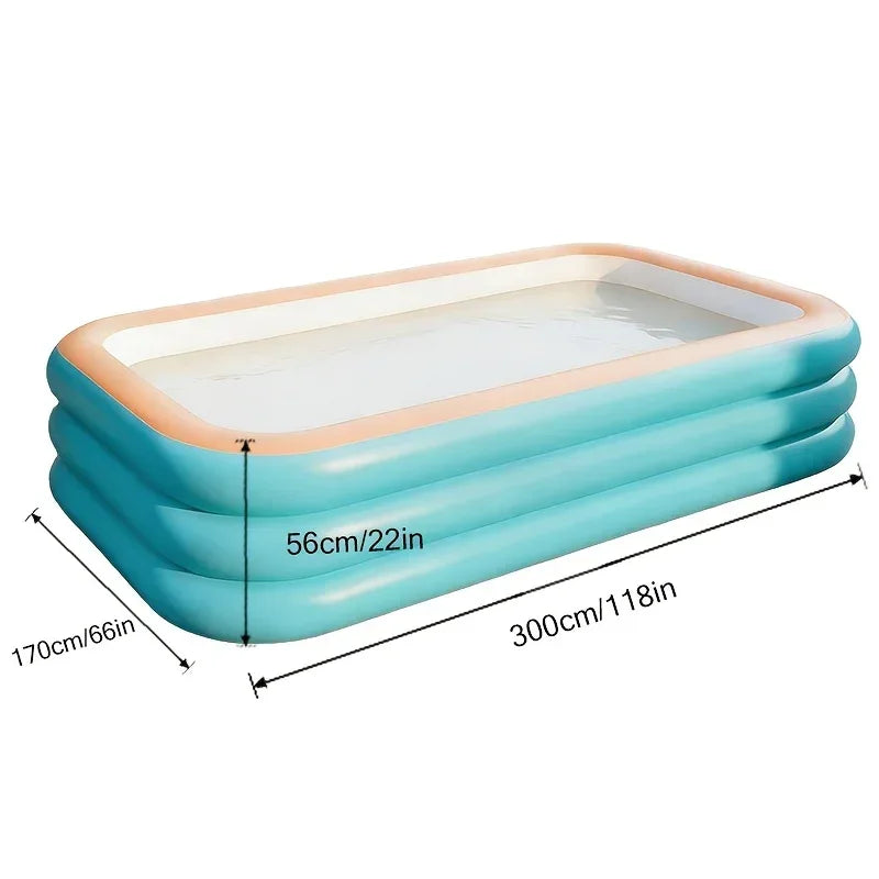 Large Inflatable Swimming Pool - Green Family Pool for Outdoor Use