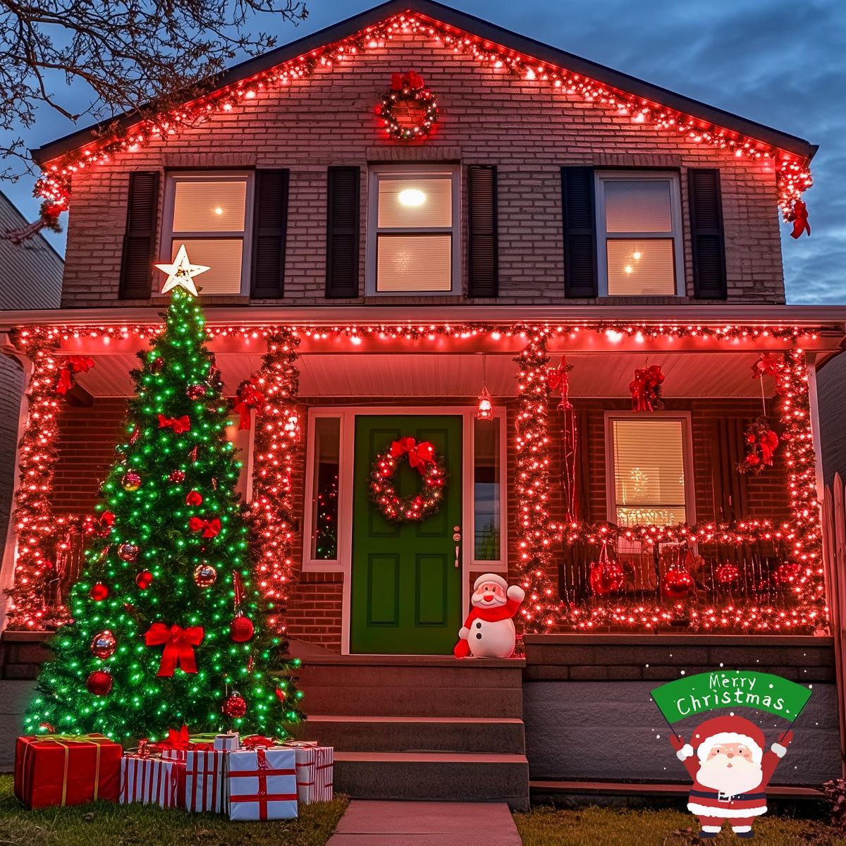 LED White Christmas Lights Outdoor, String Lights Plug in | Extendable, 8 Modes Christmas Tree Light, Timer, Durable, for Room Garden Patio Porch Wedding Christmas Halloween Decoration - Red & Green - Size 100m 1000-LED Light String with 3m Extension Cabl