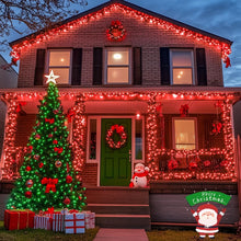 LED White Christmas Lights Outdoor, String Lights Plug in | Extendable, 8 Modes Christmas Tree Light, Timer, Durable, for Room Garden Patio Porch Wedding Christmas Halloween Decoration - Red & Green - Size 100m 1000-LED Light String with 3m Extension Cabl
