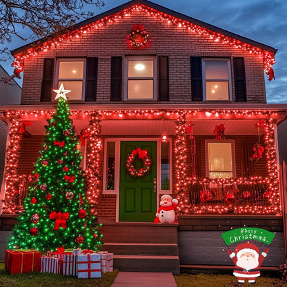LED White Christmas Lights Outdoor, String Lights Plug in | Extendable, 8 Modes Christmas Tree Light, Timer, Durable, for Room Garden Patio Porch Wedding Christmas Halloween Decoration - Red & Green - Size 100m 1000-LED Light String with 3m Extension Cabl