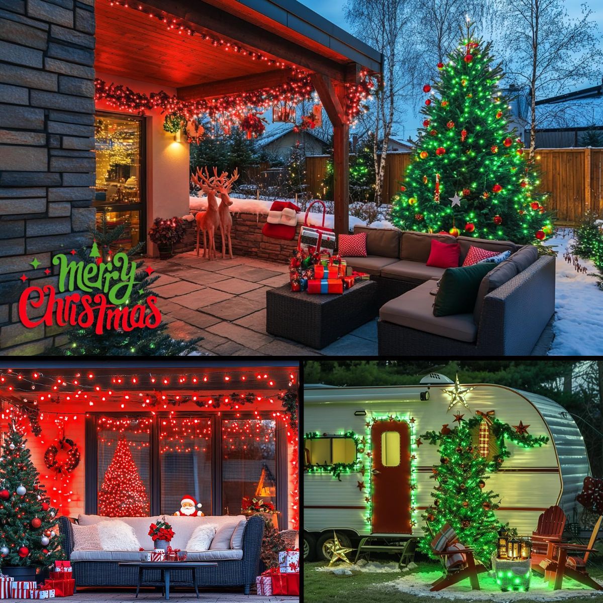 LED White Christmas Lights Outdoor, String Lights Plug in | Extendable, 8 Modes Christmas Tree Light, Timer, Durable, for Room Garden Patio Porch Wedding Christmas Halloween Decoration - Red & Green - Size 100m 1000-LED Light String with 3m Extension Cabl