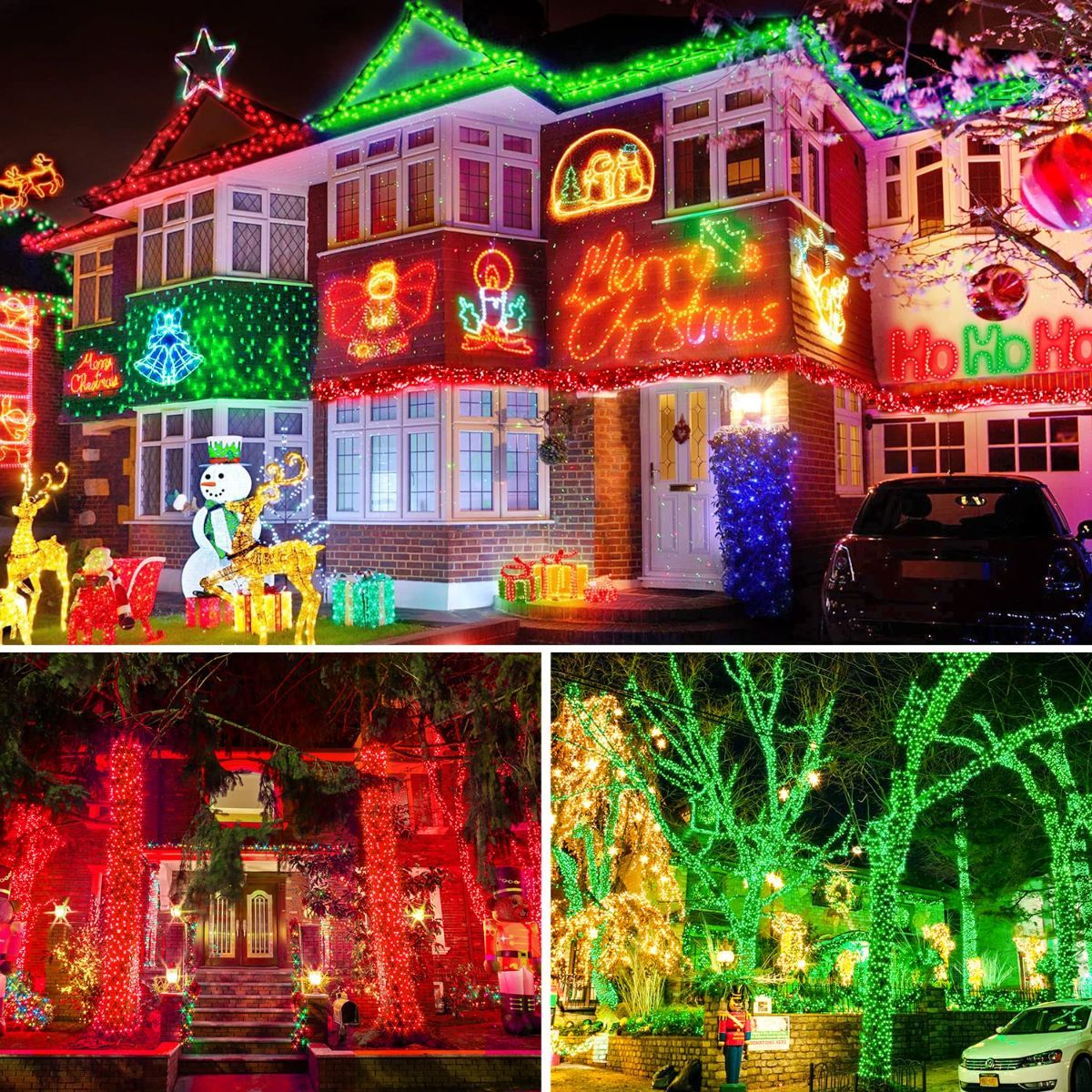 LED White Christmas Lights Outdoor, String Lights Plug in | Extendable, 8 Modes Christmas Tree Light, Timer, Durable, for Room Garden Patio Porch Wedding Christmas Halloween Decoration - Red & Green - Size 100m 1000-LED Light String with 3m Extension Cabl