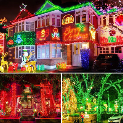 LED White Christmas Lights Outdoor, String Lights Plug in | Extendable, 8 Modes Christmas Tree Light, Timer, Durable, for Room Garden Patio Porch Wedding Christmas Halloween Decoration - Red & Green - Size 100m 1000-LED Light String with 3m Extension Cabl