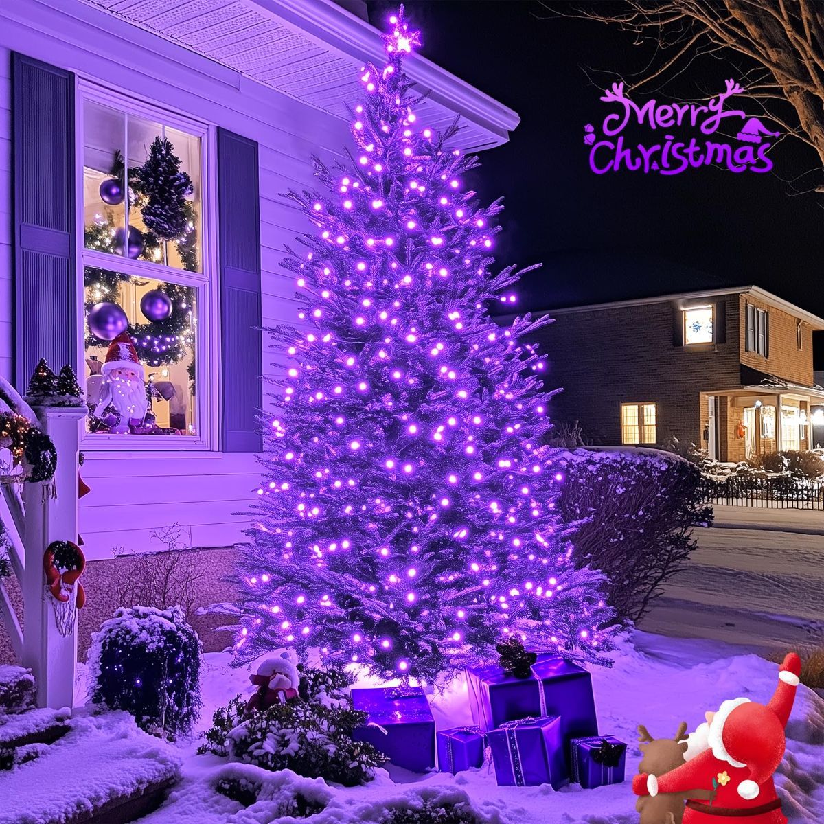 LED White Christmas Lights Outdoor, String Lights Plug in | Extendable, 8 Modes Christmas Tree Light, Timer, Durable, for Room Garden Patio Porch Wedding Christmas Halloween Decoration - Purple - Size 100m 1000-LED Light String with 3m Extension Cable