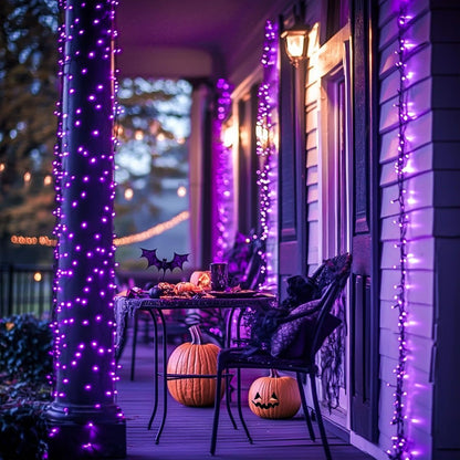 LED White Christmas Lights Outdoor, String Lights Plug in | Extendable, 8 Modes Christmas Tree Light, Timer, Durable, for Room Garden Patio Porch Wedding Christmas Halloween Decoration - Purple - Size 20m 200-LED Light String with 3m Extension Cable