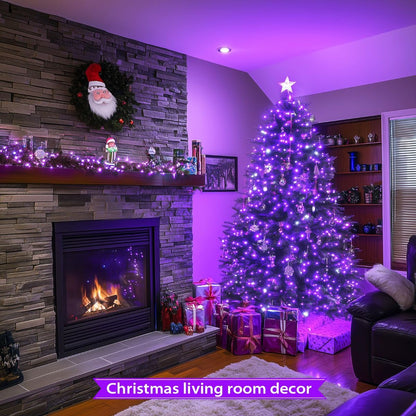 LED White Christmas Lights Outdoor, String Lights Plug in | Extendable, 8 Modes Christmas Tree Light, Timer, Durable, for Room Garden Patio Porch Wedding Christmas Halloween Decoration - Purple - Size 20m 200-LED Light String with 3m Extension Cable