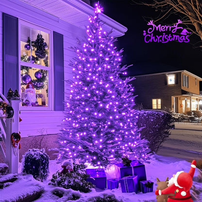 LED White Christmas Lights Outdoor, String Lights Plug in | Extendable, 8 Modes Christmas Tree Light, Timer, Durable, for Room Garden Patio Porch Wedding Christmas Halloween Decoration - Purple - Size 20m 200-LED Light String with 3m Extension Cable